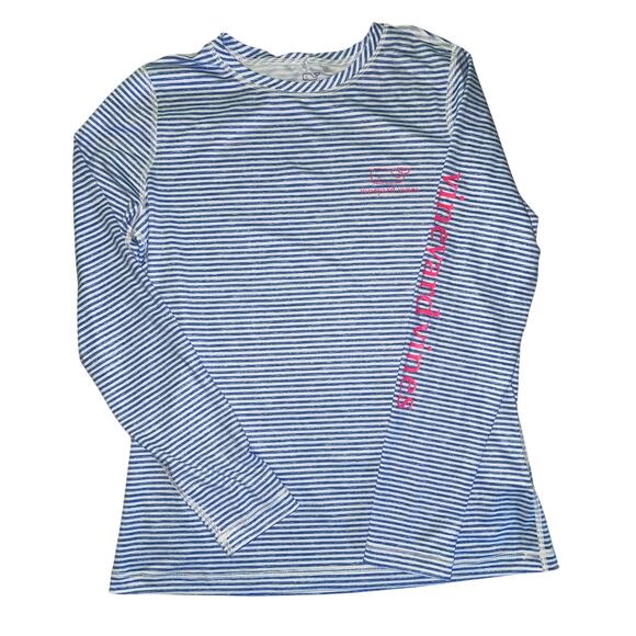 Vineyard Vines Performance Blue Striped Long Sleeve Jersey Top Small - Picture 1 of 7